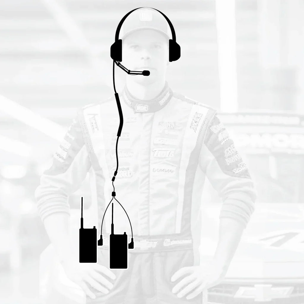 Crew Chief - H42 Spotter Headset and Rugged Handheld Radio Package - Single Radio / R1 Business Band Handheld - Digital and Analog / Safety Yellow