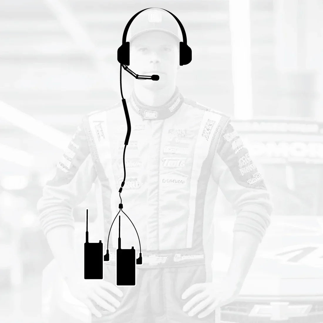 Crew Chief - H42 Spotter Headset and Rugged Handheld Radio Package - Single Radio with Nitro Bee X / R1 Business Band Handheld - Digital and Analog / Safety Yellow