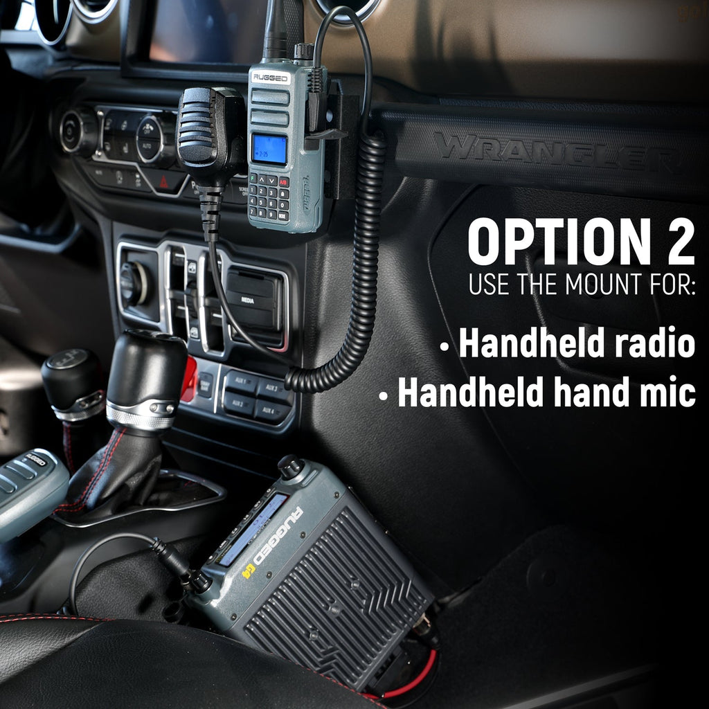 Handheld Radio Grab Bar Mount for Jeep Wrangler JK JKU JL and Gladiator JT - JL/JT - Radio/Hand Mic Mount