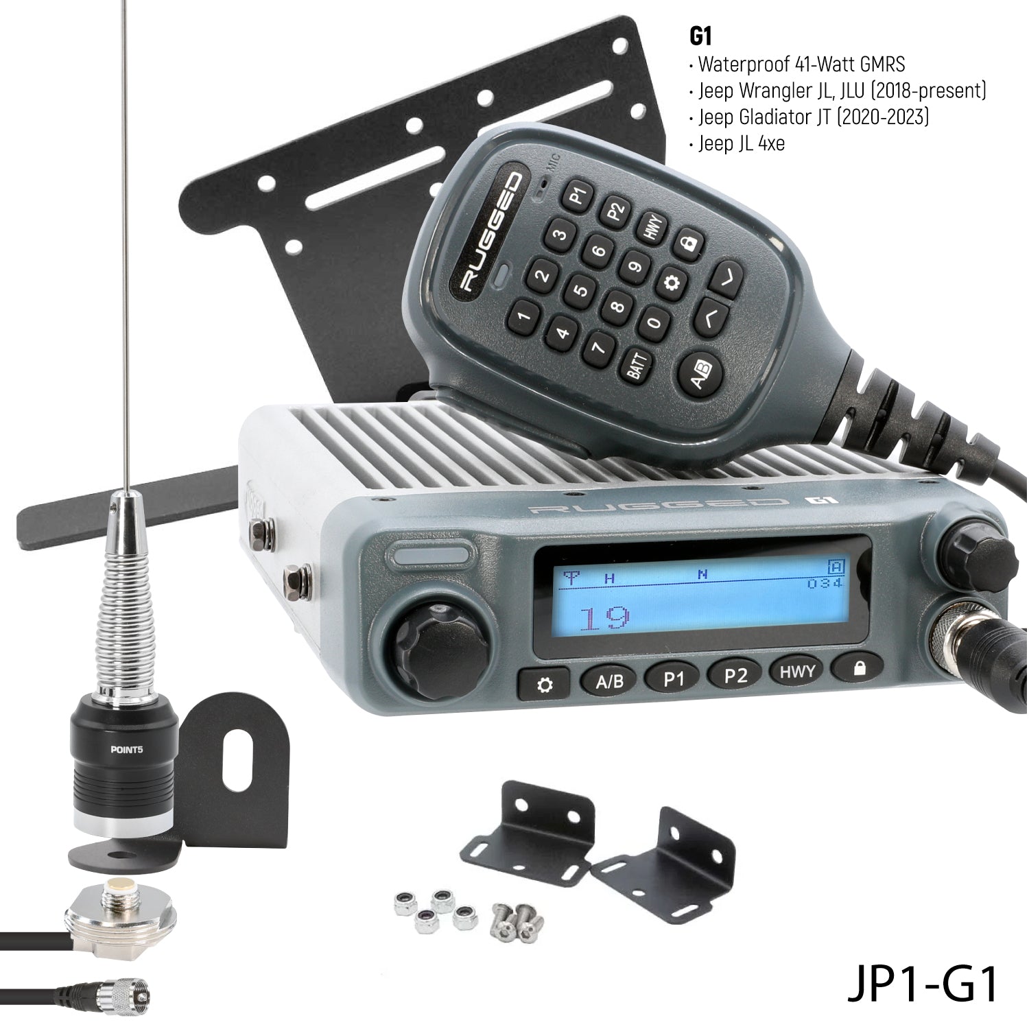 GMRS Mobile Radio Kit for Jeep Wrangler JL and Gladiator JT - G1 Waterproof