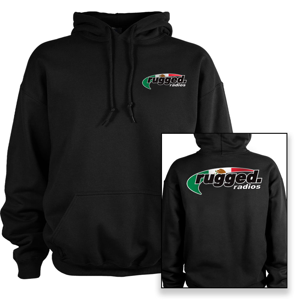 Rugged Radios MEXICAN FLAG Pullover Hoodie - Black - XXXXL