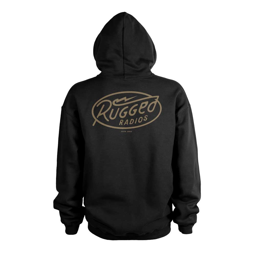 Rugged Radios BOLT Pullover Hoodie - Black - Extra Large