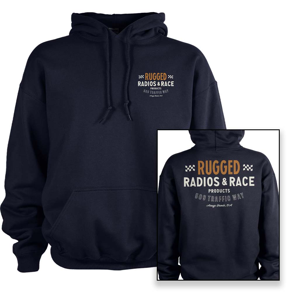 Rugged Radios VINTAGE RACE Pullover Hoodie - Navy Blue - Medium